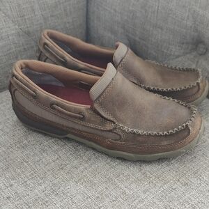 Twisted X Unisex Brown Leather Slip-On Casual Loafers